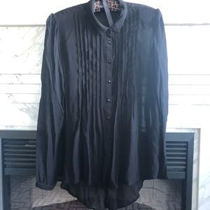 See through pleated hi-low blouse, Zara